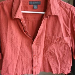 Orange collared crop top